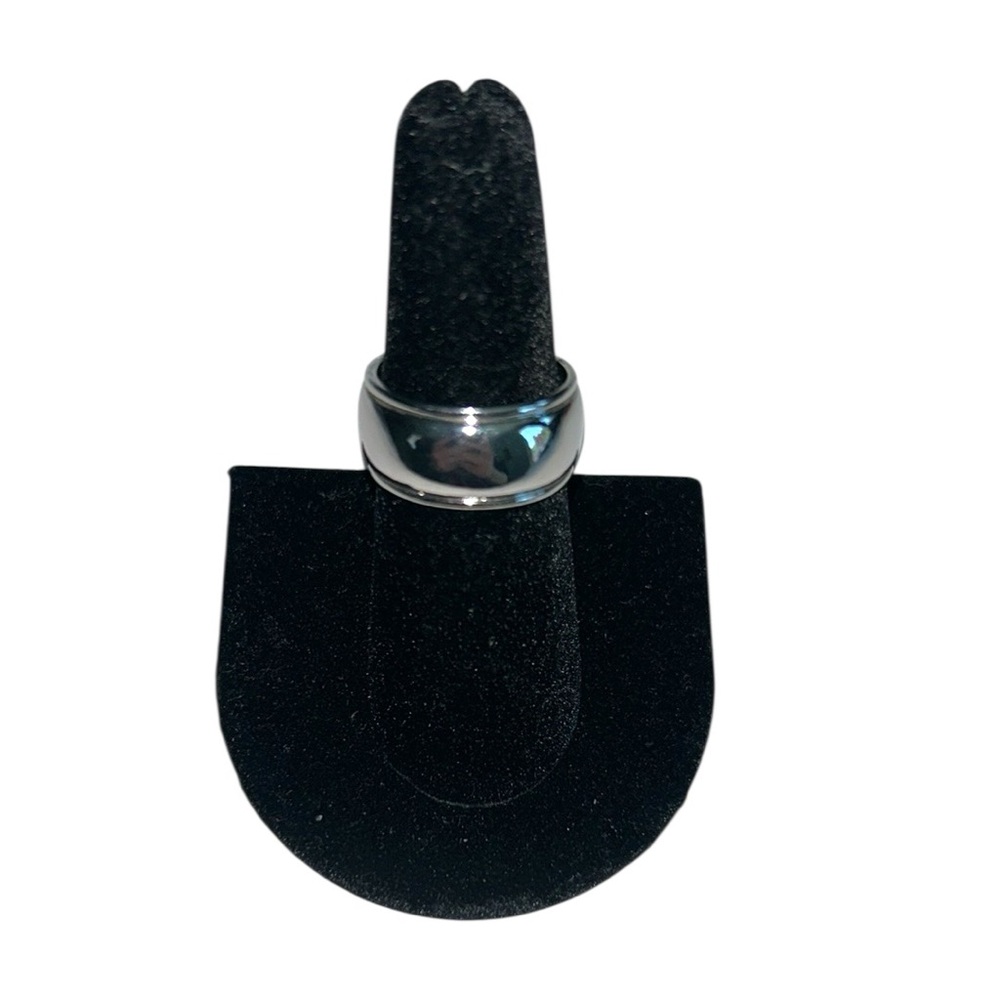 Stainless Steel Silver Wide Band Wedding Unisex Ring